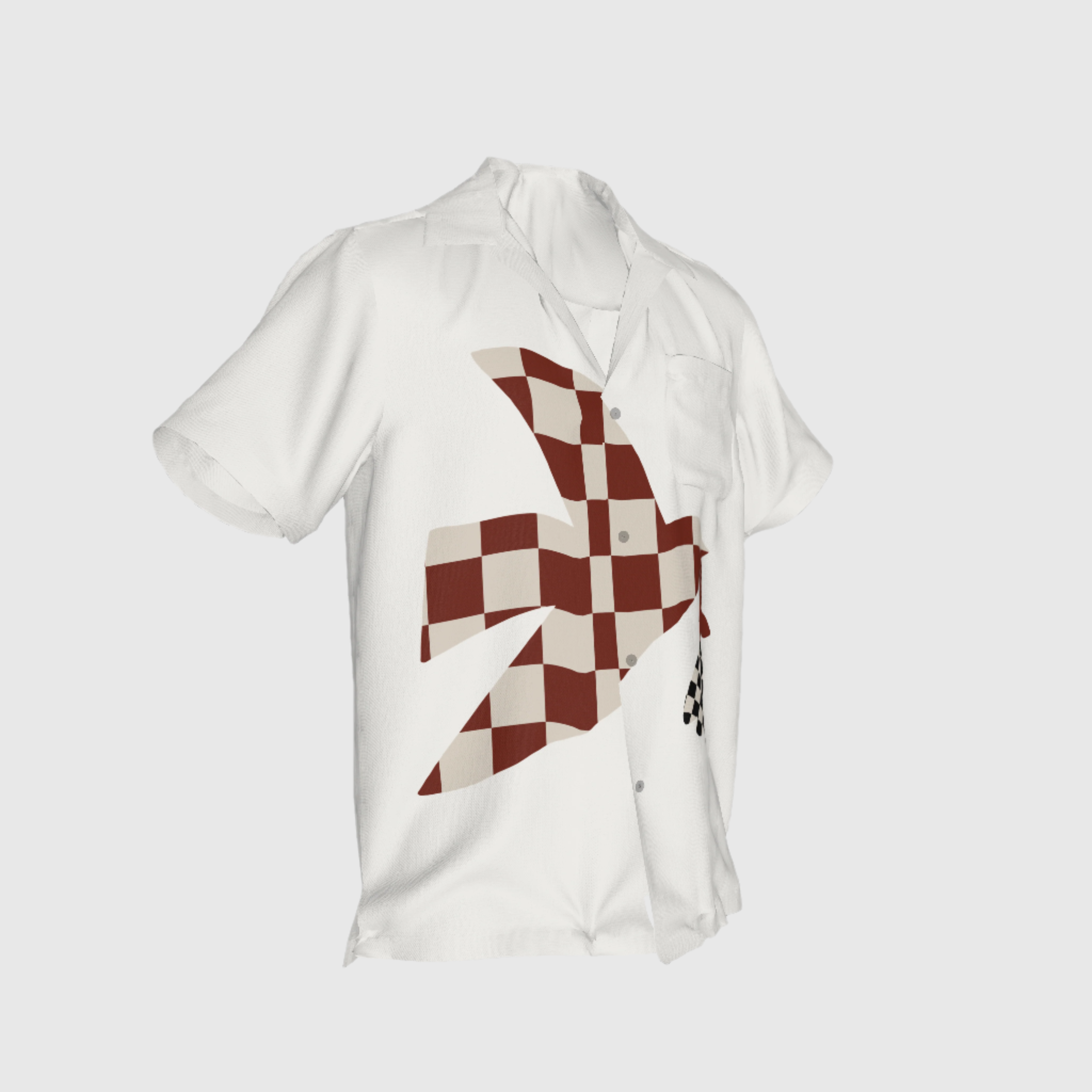 Plaid Pajarito Guayabera in Pure Linen
