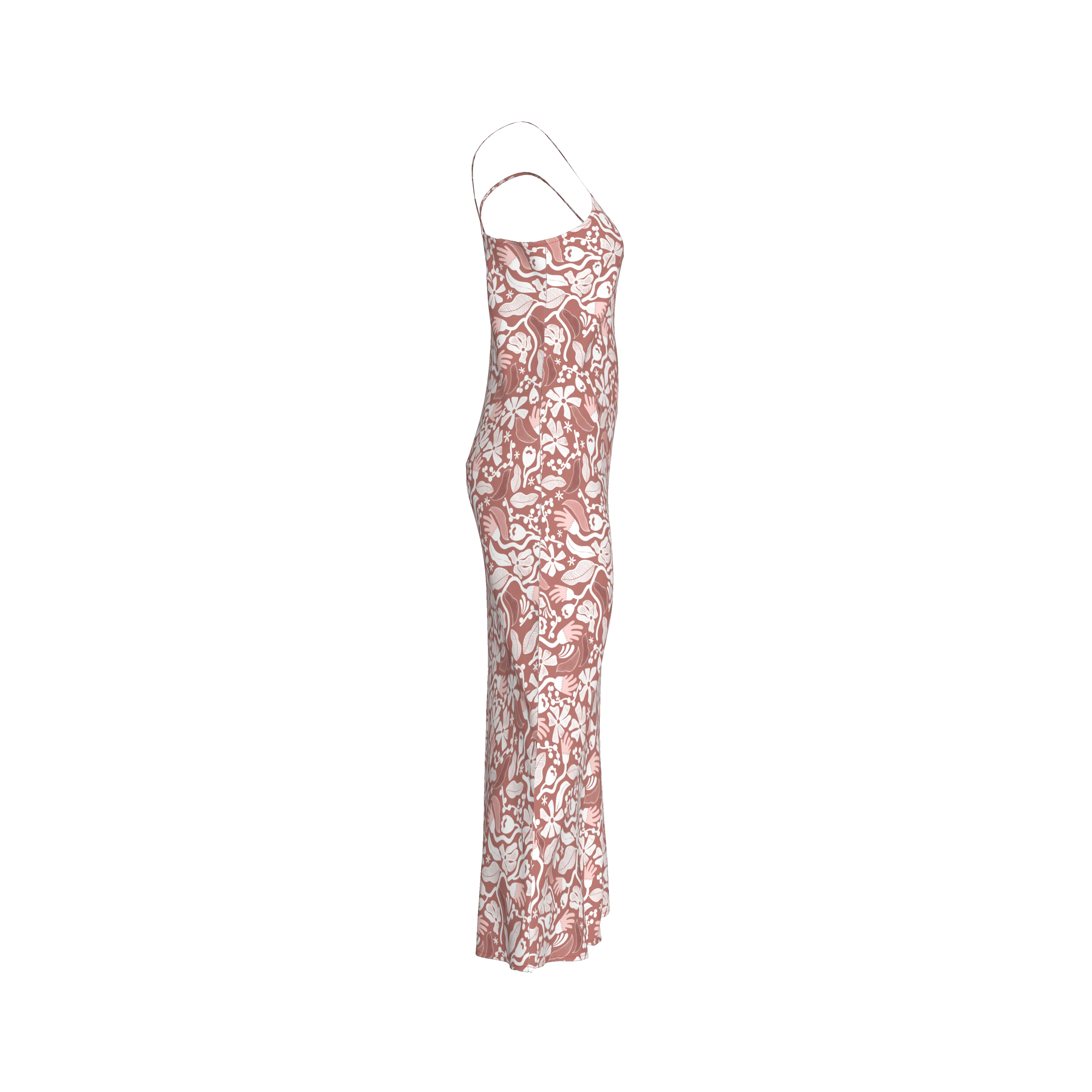 French Beige Flower Slip Dress